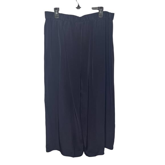 Eileen Fisher Women's Pants XL Navy Silk Wide Leg Crop Minimalist 24" Inseam - Picture 2 of 8